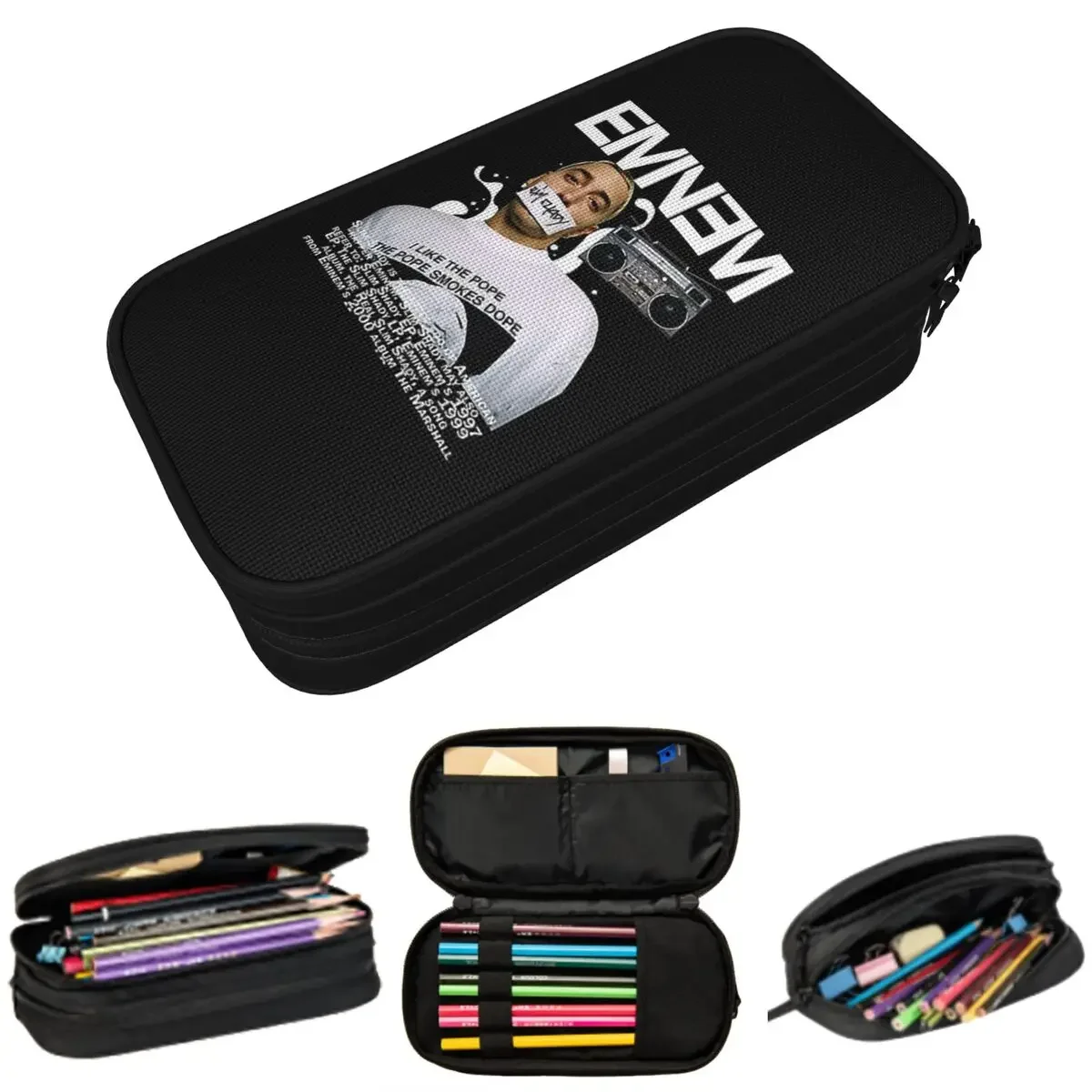 

Eminem Slim Shady Music Rap Pencil Cases Big Capacity Pen Bags Pen Box Pencil Pouch For Boys Girls Stationery School Office