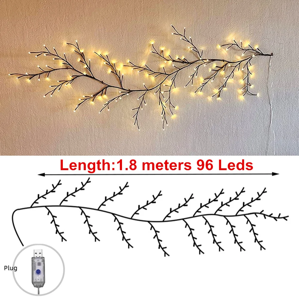 Led Vine Rattan Branch Lights USB Input 8 Lighting Modes for Wall Home Decorations