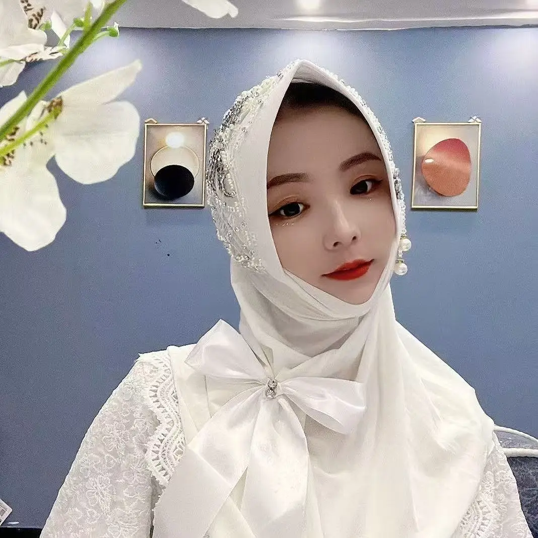 

Abaya Hijab Muslim Women Shawl Lace Headscarf Luxury Tassels Scarf Malaysia Prayer Kufi Islam Saudi Arabia Turban 05495