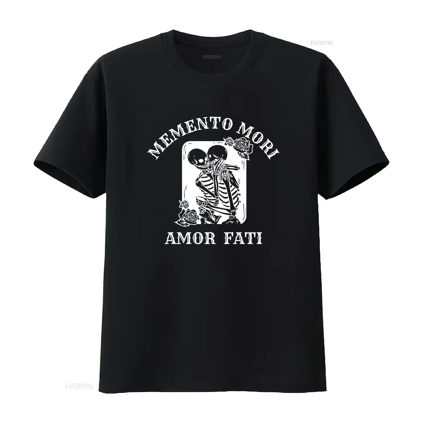 Memento Mori Amor Fati T Shirt Skeleton Lovers Design Remember Death Love Your Faith Perfect for Tragic Valentines Bone Print