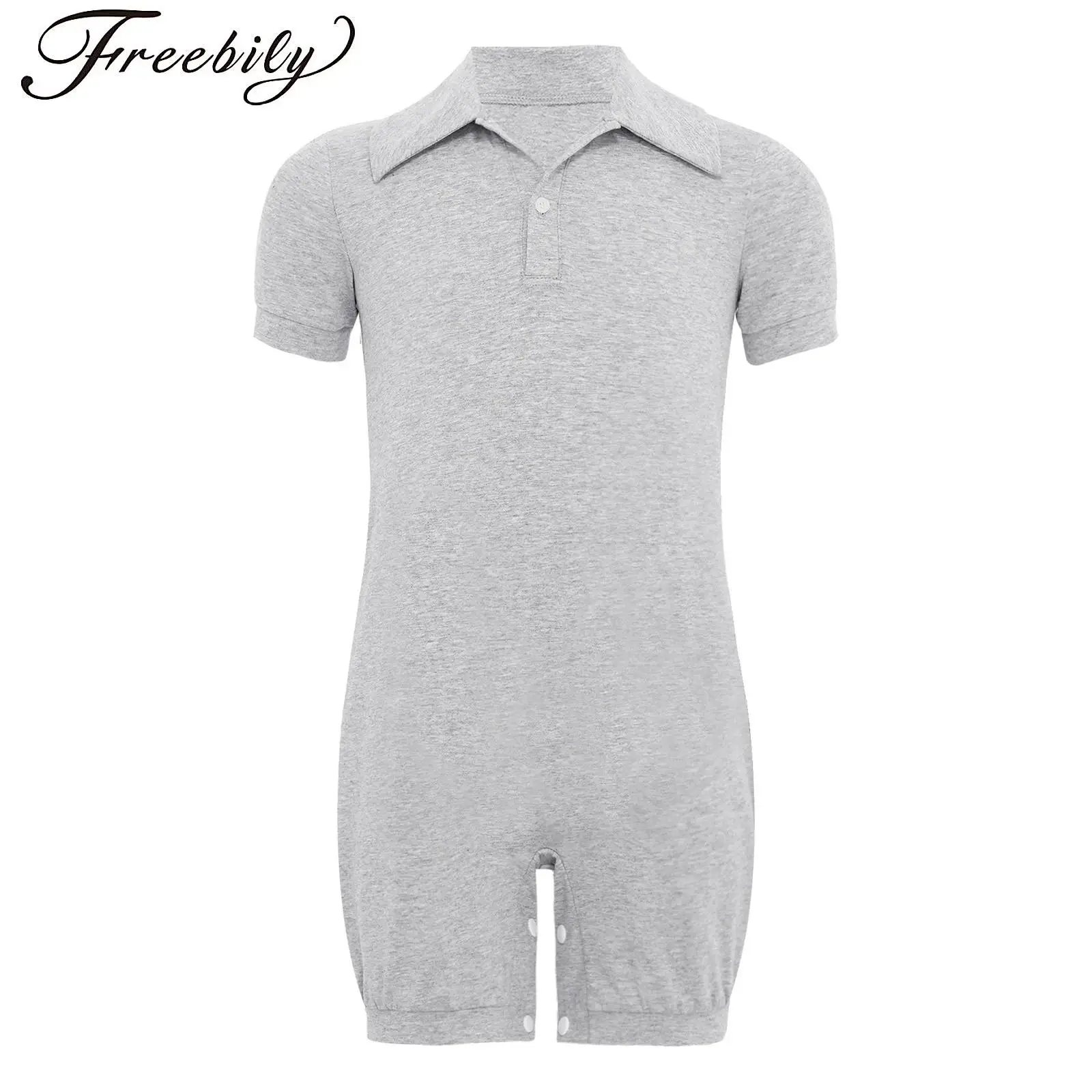 meninos-meninas-algodao-unitard-ginastica-ballet-collant-bodysuit-turn-down-colarinho-manga-curta-botoes-virilha-macacao-de-cor-solida