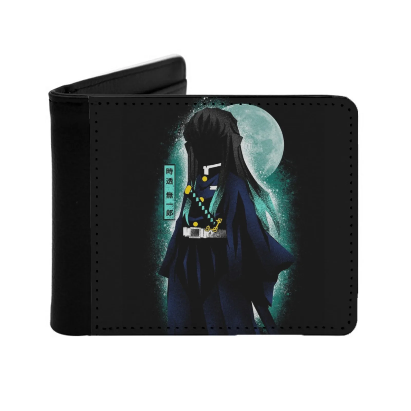 Tokito Hashira Dark Shadow Men's Wallet Pu Leather Wallet Multifunction Credit Card Purse Muichiro Tokito Muichiro Tokito