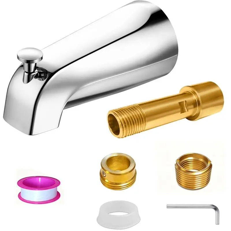 

ABZC-Chromel Металлический излив для ванны с переключателем, 5,3 дюйма, подходит для медных труб с внутренней резьбой 1/2 дюйма и труб с наружной резьбой 1/2 или 3/4 дюйма.