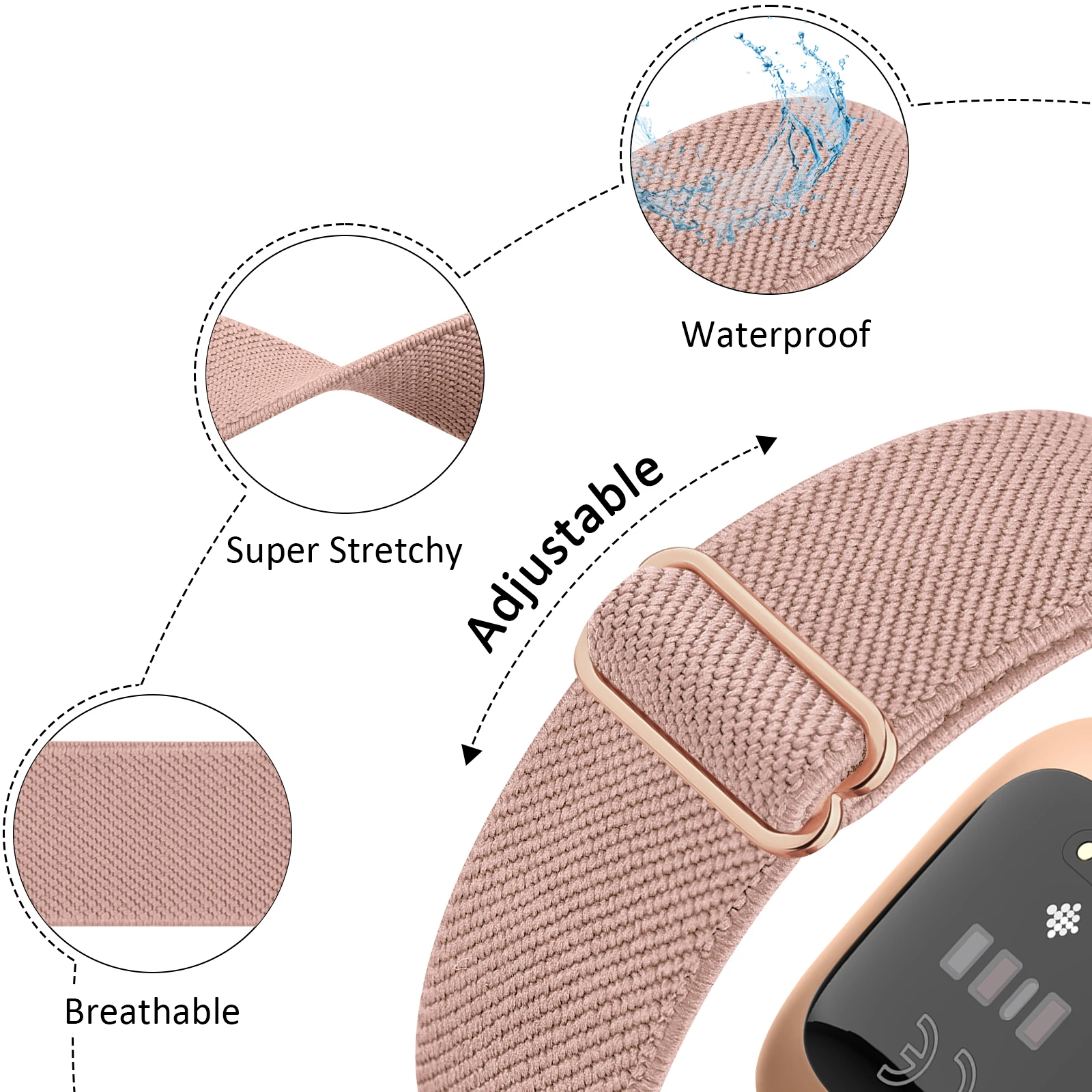 Elastic Woven Loop Strap for Fitbit Versa 1 2 Band Replacment Wristband For Versa Lite Smartwatch Band Sport Correa Bracelet