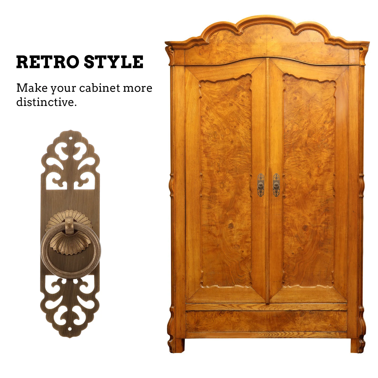 

1Set Retro Brass Cabinet Handle Chinese Style Drawer Pull Comfortable Grip for Wardrobe Closet Door Furniture Upgrade