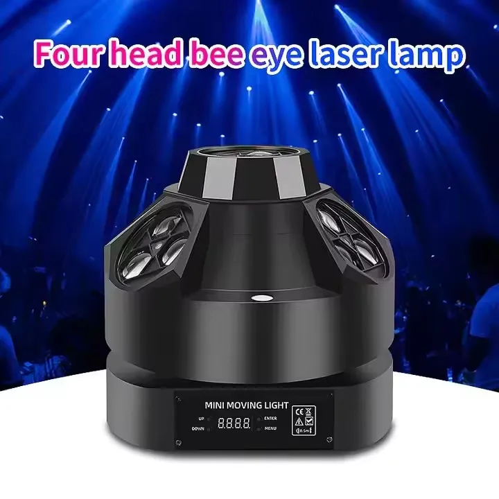 ضوء متحرك ليزر عين النحل الصغير لـ Dj Disco Night Club Bar RGBW 4 In1 LED عين النحل ضوء شعاع الرأس المتحرك
