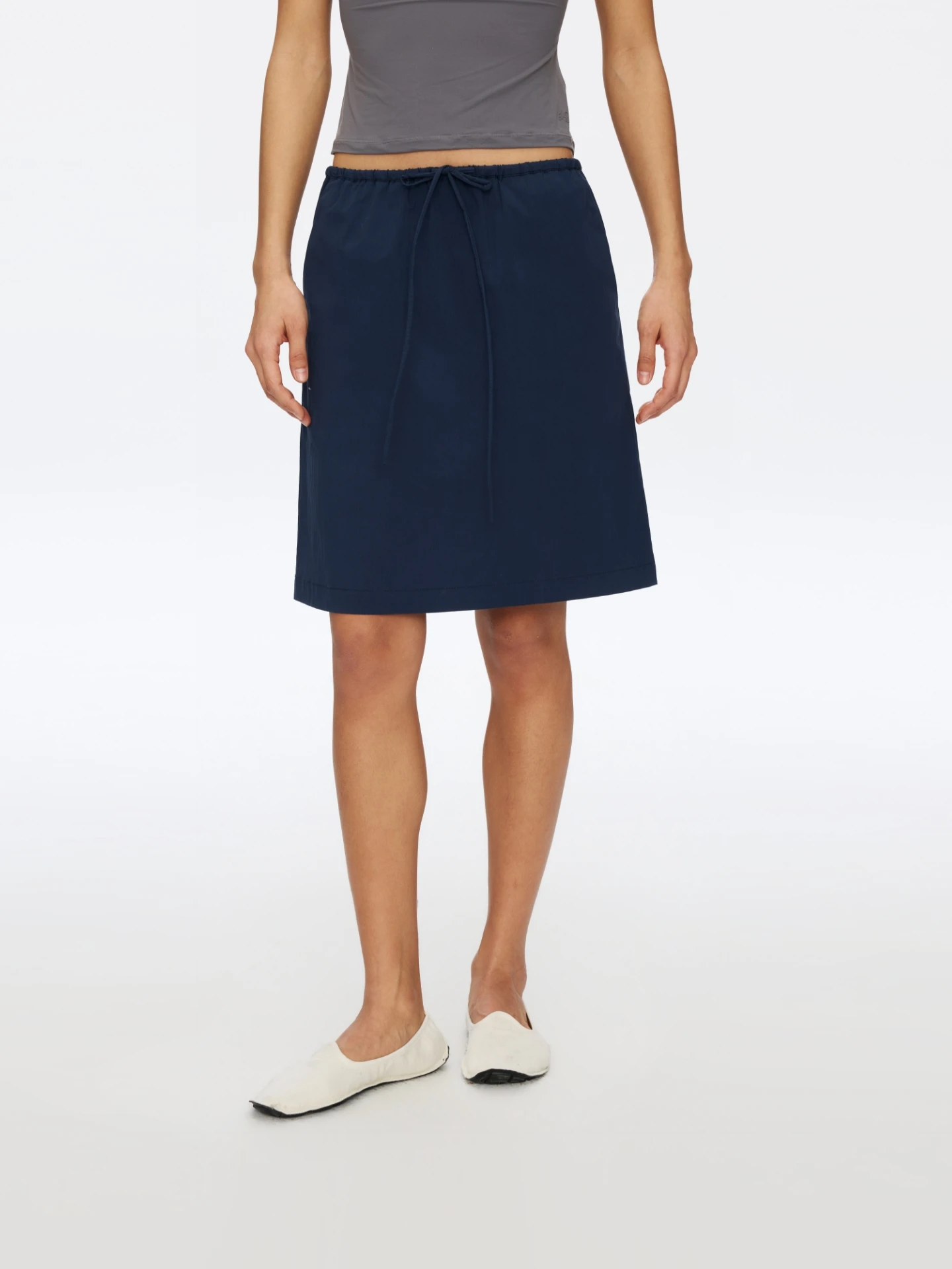

Simple Elastic Waist Drawstring A-Line Skirt Women's Summer Vacation Style Skirts Small Size Half Skirts
