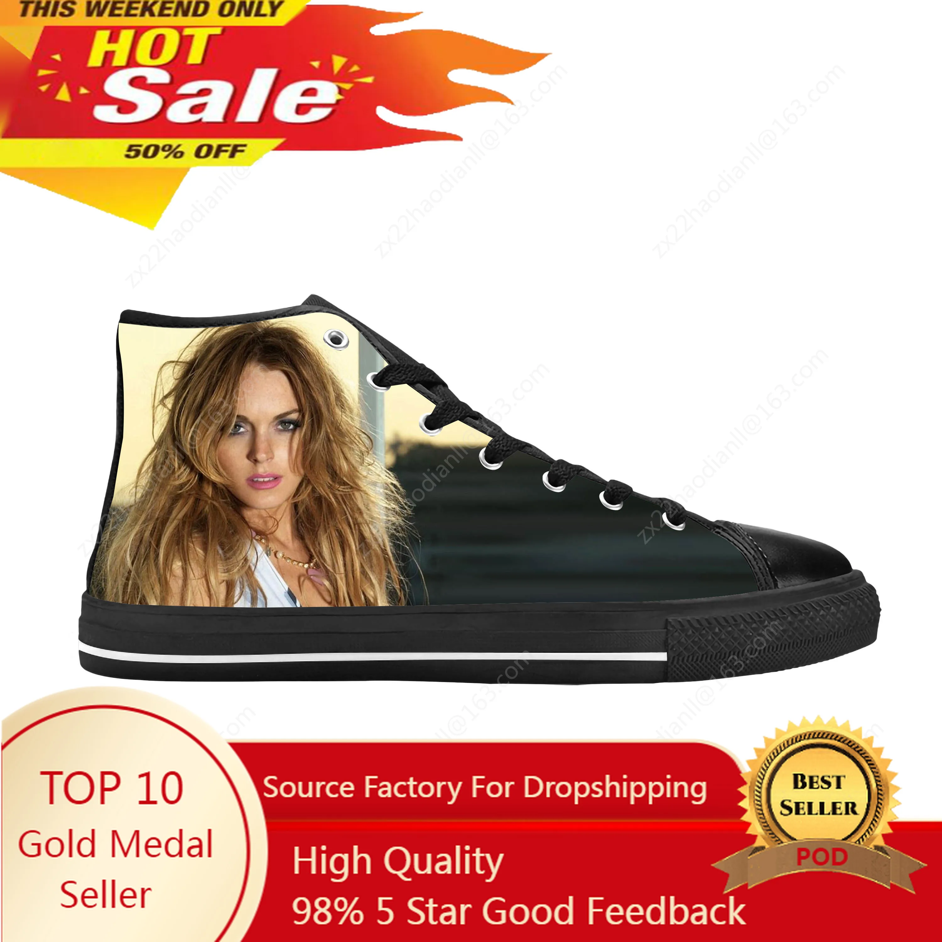 Hot slip Lohan Movie Star Actor Singer Fashion Casual Cloth Shoes High Top confortevole traspirante stampa 3D uomo donna Sneakers