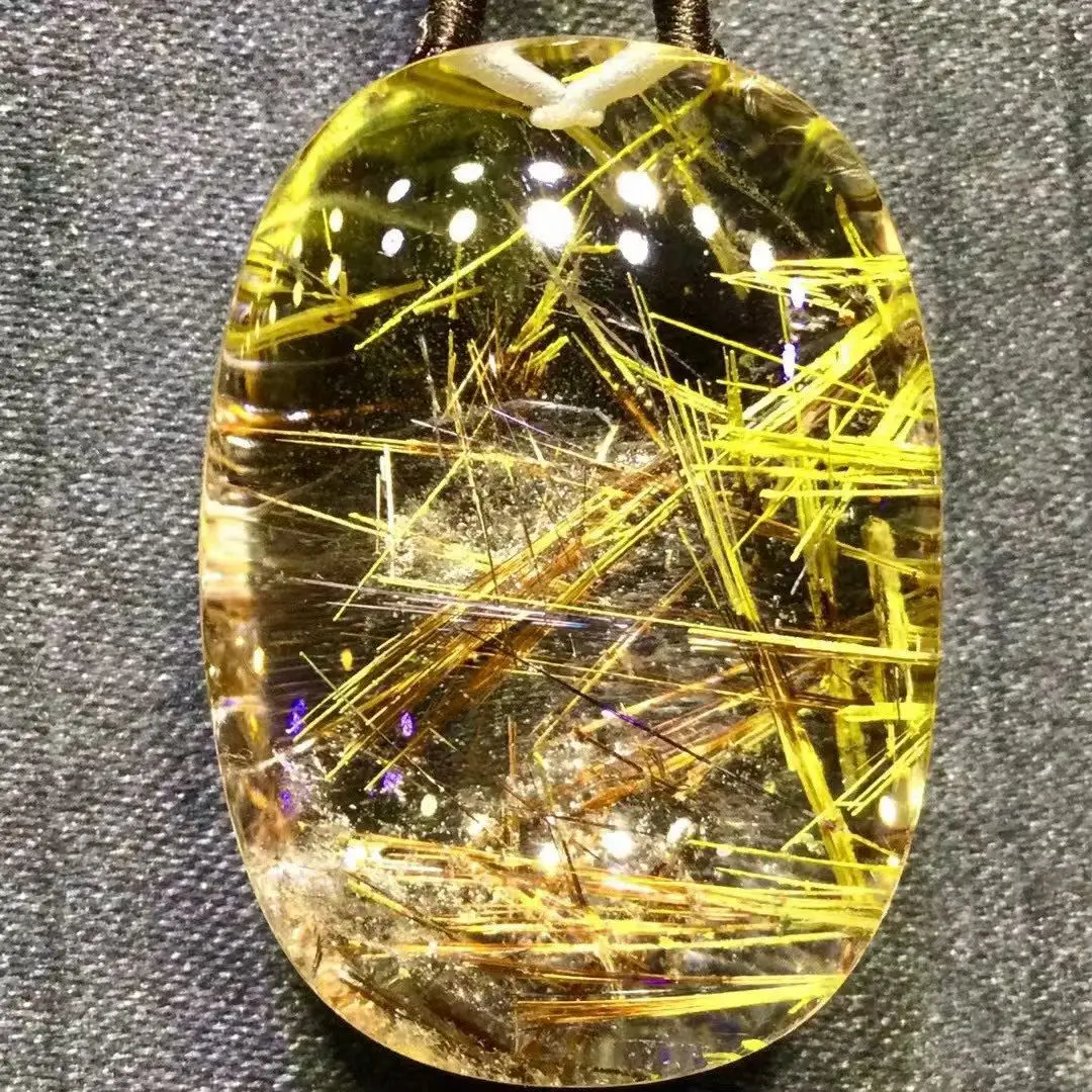 

Natural Gold Rutilated Quartz Pendant Rutilated Quartz Jewelry 33*23.5*17mm Fox Men Women Brazil AAAAAAA