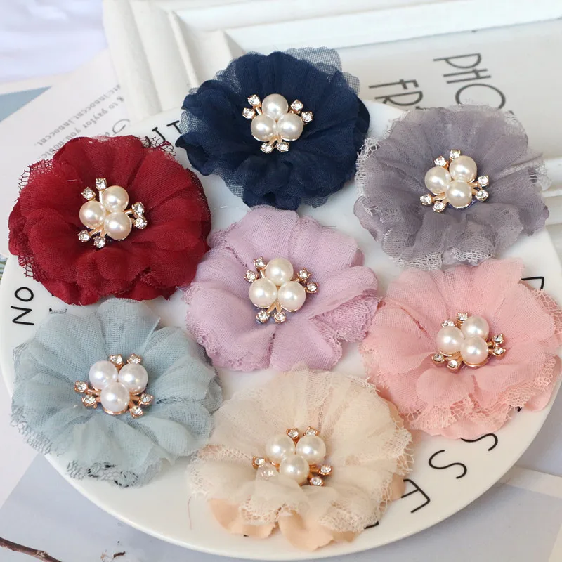 

10PCS/Lot 6CM Handmade DIY Fabric Flowers Hair Accessories Dress Shoes Hats Decoration