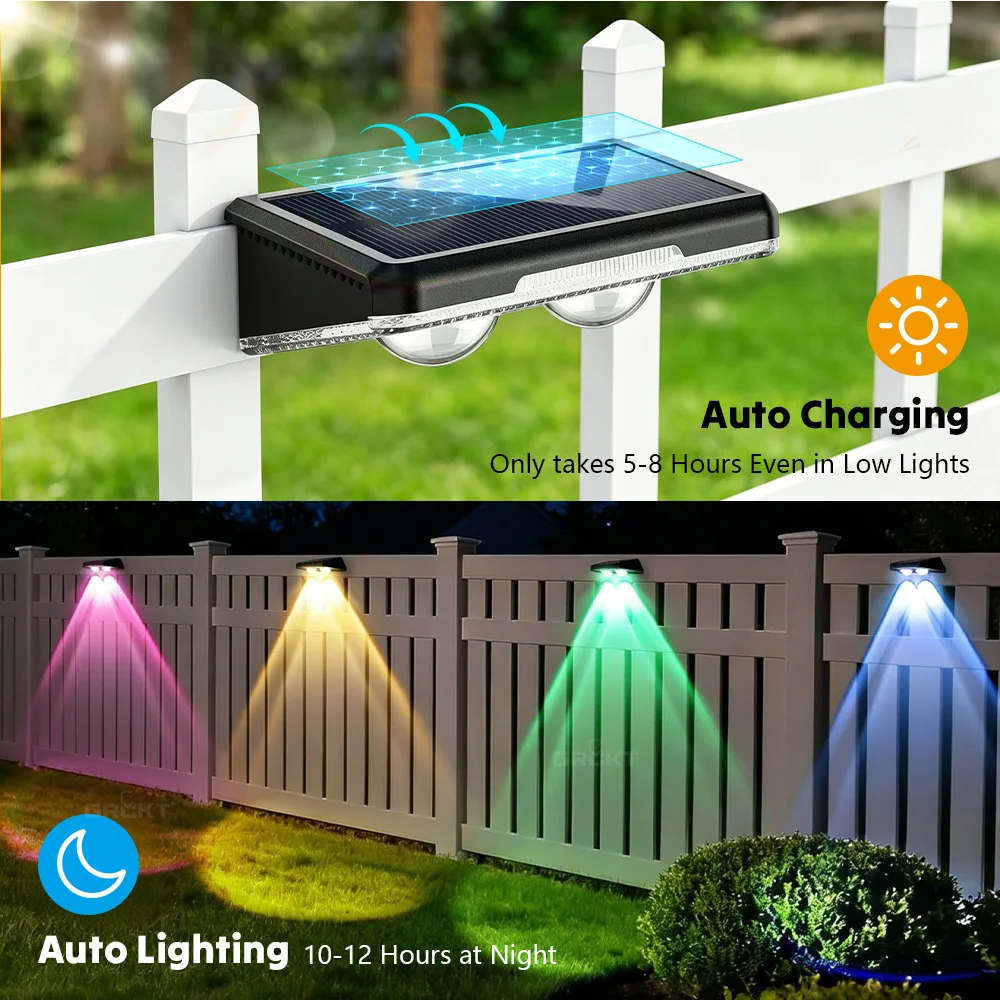 RGB Solar Lights Outdoor Garden Decoration Outdoor Solar Lights Waterproof 18650 Battery Solar Rechargeable Lamp Yard Wall Light