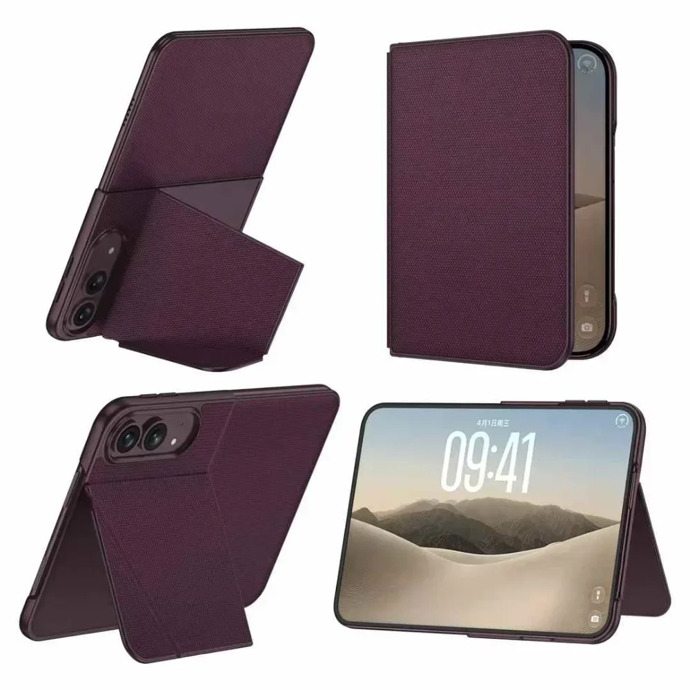 1:1 Original Technology Woven Texture Phone Case For iPhone Duo 5G For Magsafe Charger Magic Foldable Kickstand Protective Cover