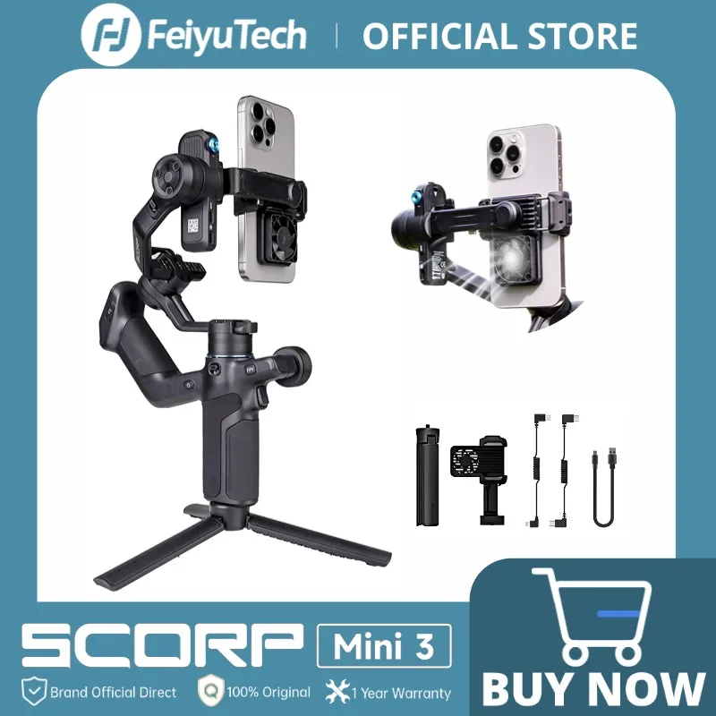FeiyuTech SCORP Mini 3 стабилизатор подвеса для смартфона Встроенный модуль отслеживания AI Вентилятор охлаждения Грузоподъемность 2 кг со встроенной ручкой
