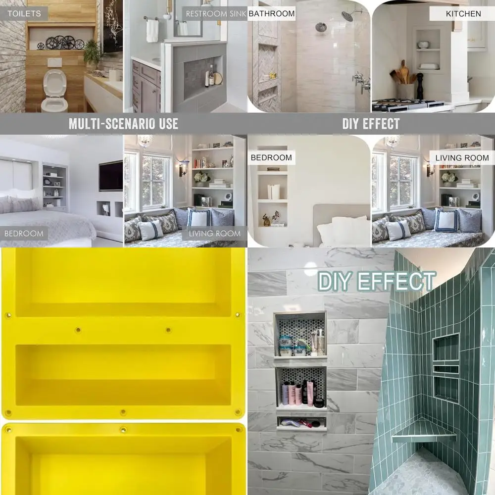 

Пара нишей для душа 16x34, прочный АБС-пластик, простая установка, идеально подходит для хранения в ванной, желтый