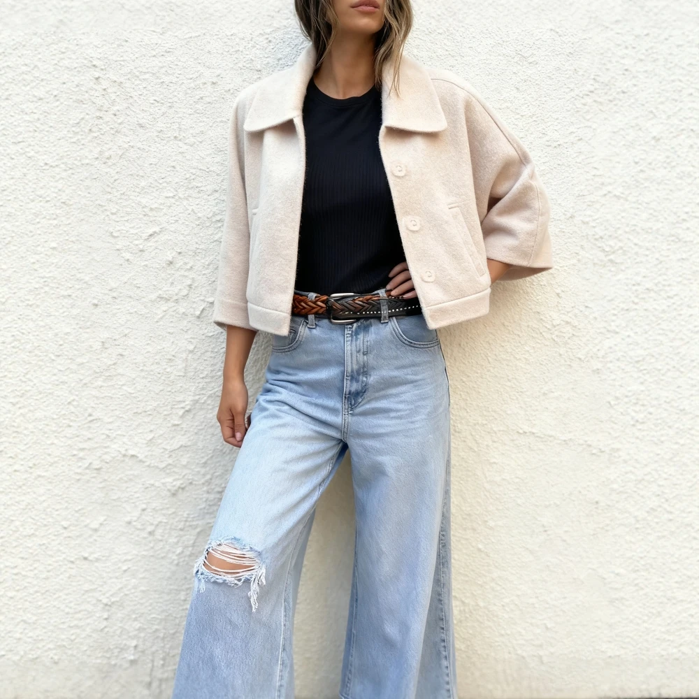 

Casual Woolen Coat Spring Dress Autumn Fashion Decoration Free Style Women's Outerwear Comfortable Fit Full-Length Coat