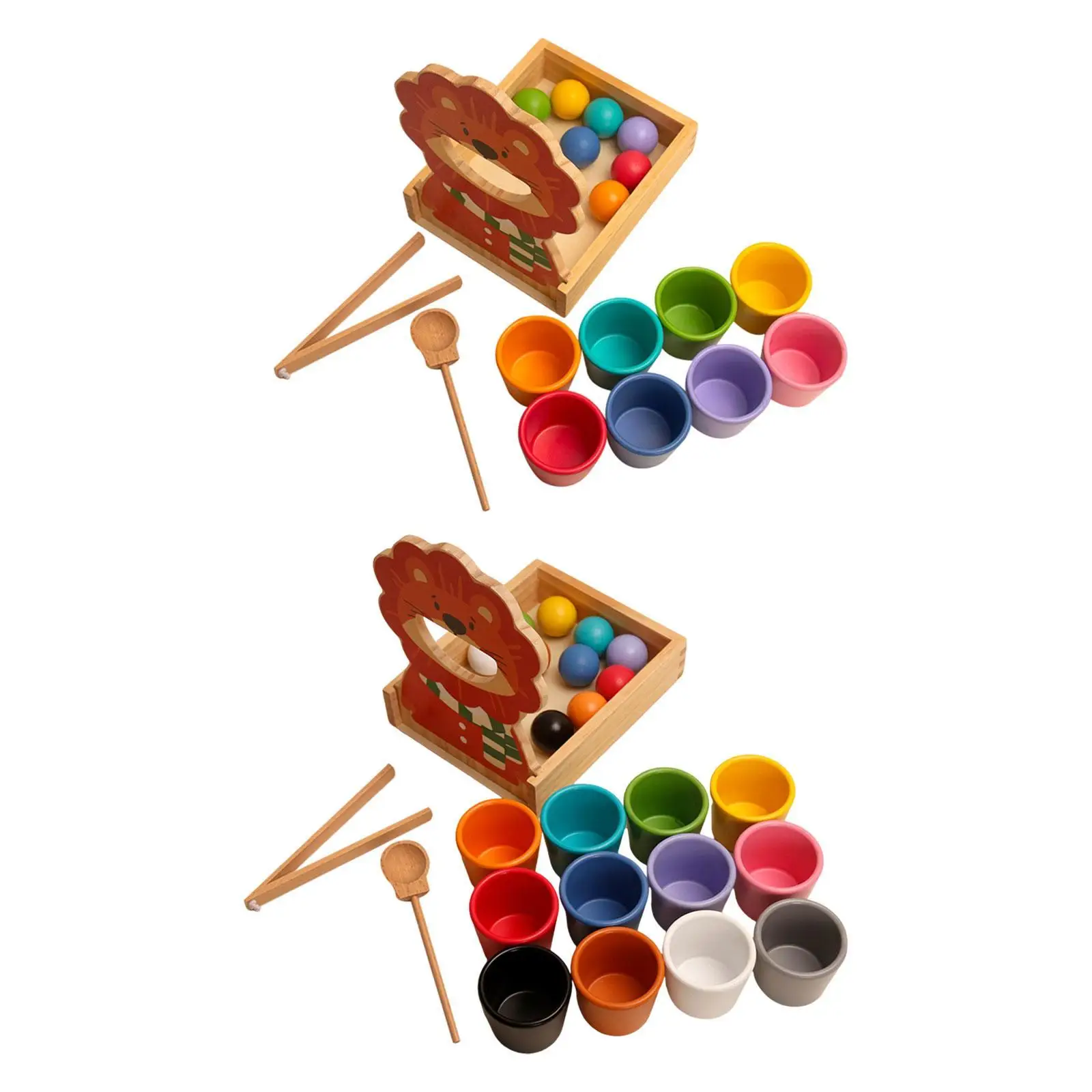 Bolas en tazas Bola de clasificación de color arcoíris en taza, motor fino, clasificación y conteo de colores, juguete de bola de arcoíris de madera para bebés y niños