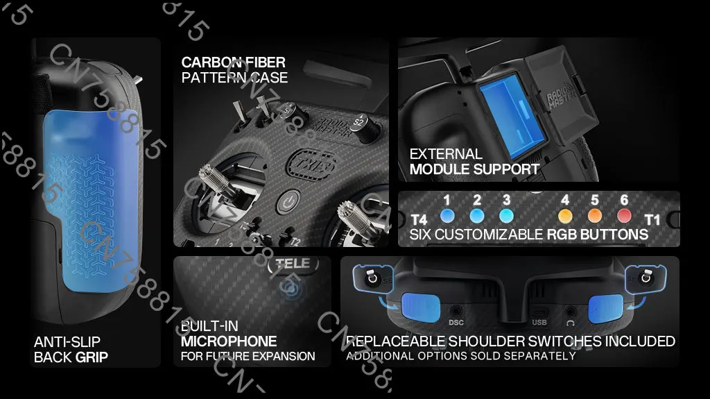 لـ FPV Radiomaster TX15 MAX جهاز التحكم عن بعد ExpressLRS AG02، CNC HALL GIMBAL LR1121 شاشة لمس ملونة 3.5 بوصة، قطعة واحدة