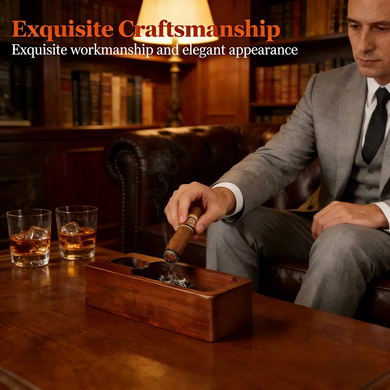 

Cigar Ashtray Wooden Ashtrays Smokers Outdoor Home Office Decoration Useful Ashtray Portable Travel Ashtray Smoking Lover's Gift