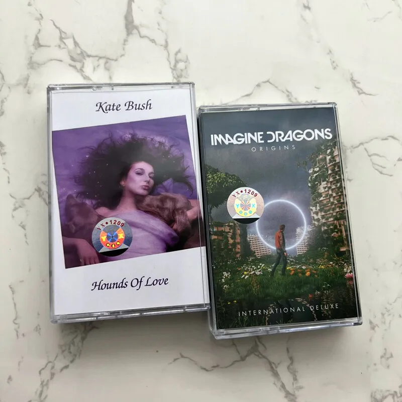 

Kate Bush Hounds of Love Imagine Dragons Origins Cassette Tape Set Pop Rock Alternative Music Albums Retro Collectible for Fans