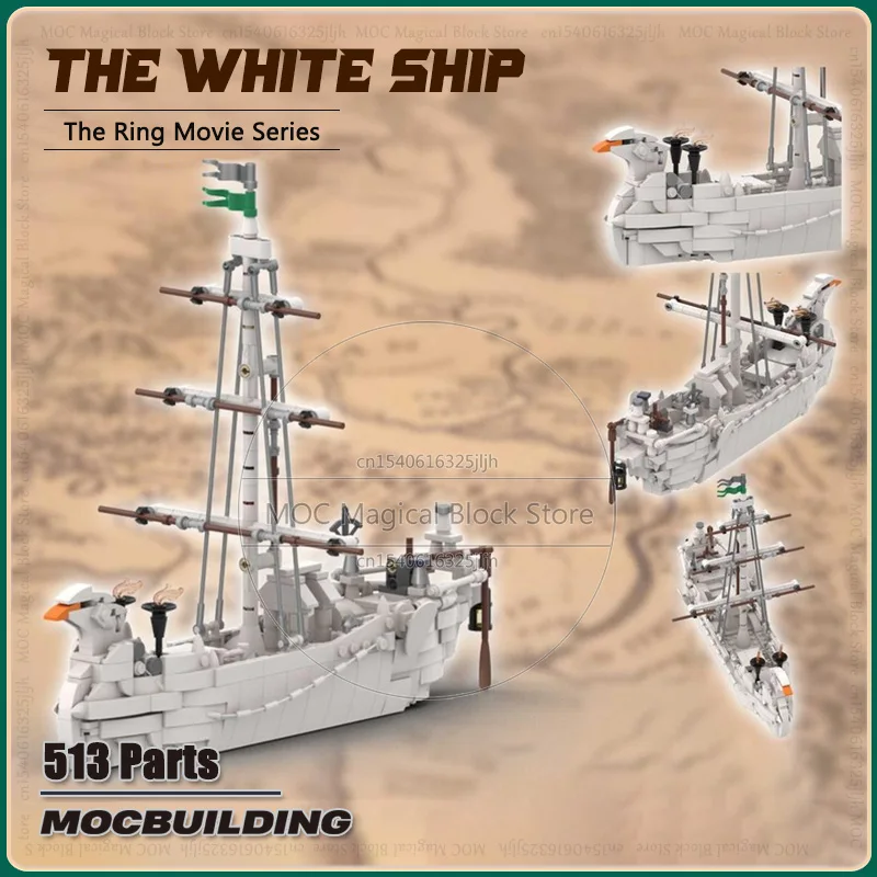 

The White Ship MOC Building Block Rings Movie Boat Display Creative Educational Model Bricks Sets Assembly Toys Birthday Gifts
