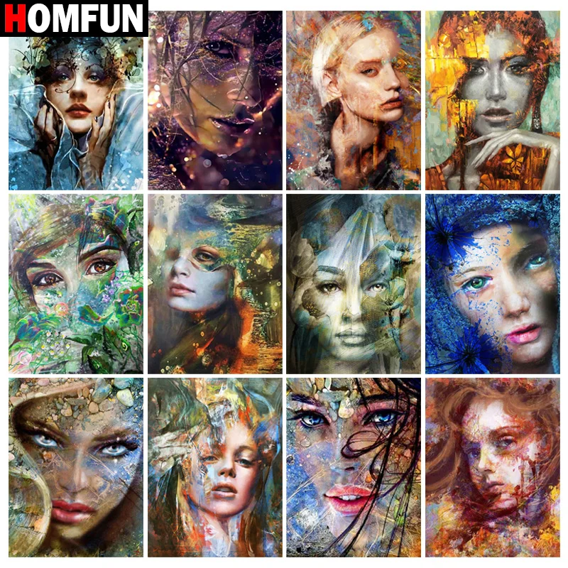 

HOMFUN Square Round Drill 5D Diamond Painting Environmental Crafts Full Diamond Embroidery "Portrait Beauty" Home decor