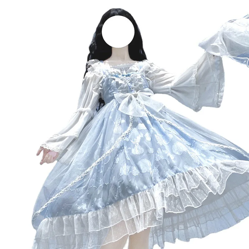 Origineel ontwerp Shell lolita Soft Girl jsk jurk + doorschijnende binnenmatch met lange mouwen