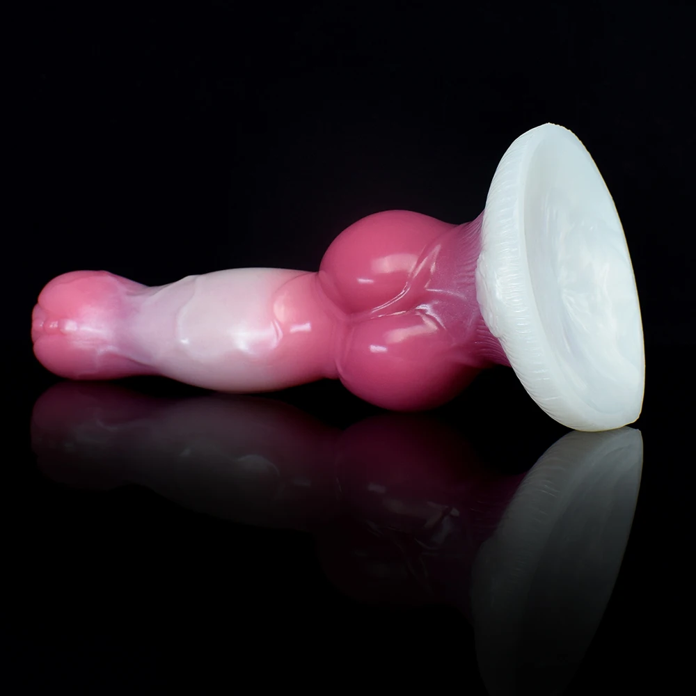 FAAK Silicone Big Knot Dog Dildo With Suction Cup Color Mixed Fantasy Animal Penis Butt Plug size S M L Sex Toys Shop