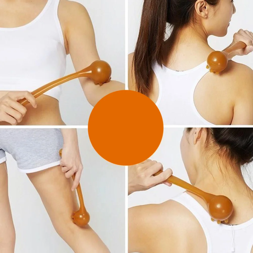 

Silicone Fitness Massage Hammer Practical Ball Rod for Neck Shoulder Back Stress Relief Brown Massage Hammer