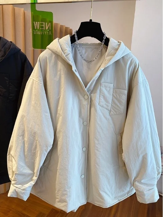 

Lightweight Pure Color Cotton Jaet Korean Sle Loose Casual Versatile Winter New Arrival Commuting Comfortable Long Sve