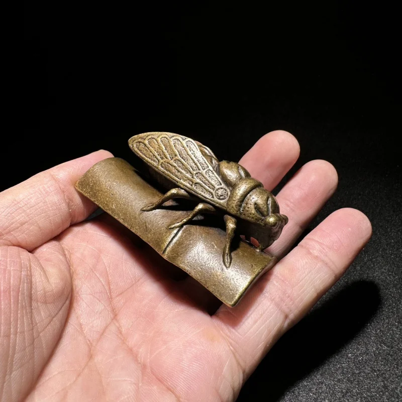 ornaments, bamboo cicada crafts, study room brass paperweight, collectible decorations
