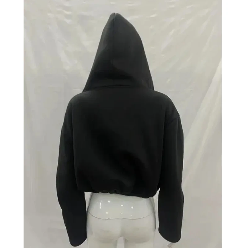 Moda Temperamento Personalità Casual Versatile DeepV Felpa con cappuccio da donna Harajuku Solido Semplice Colletto altalena Felpa con cappuccio a maniche lunghe