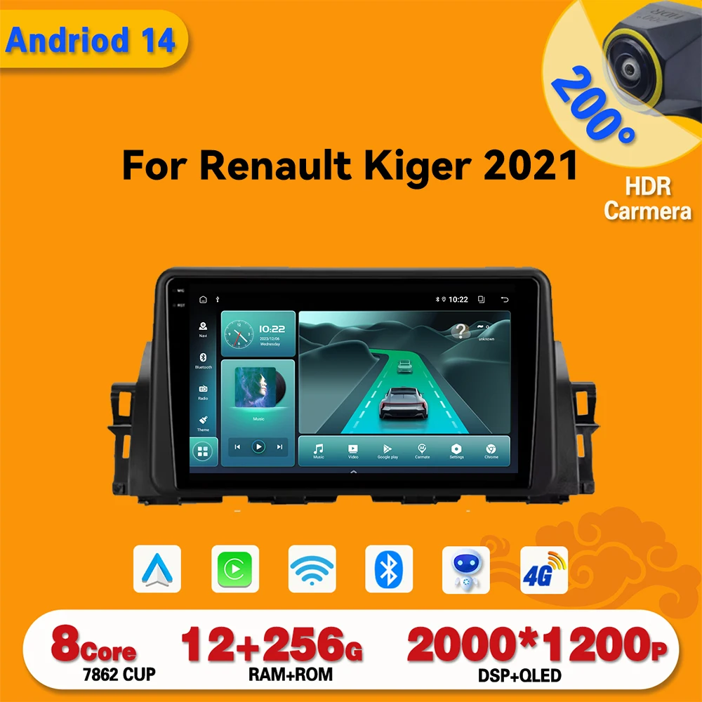 

Android 14 For Renault Kiger 2021 Auto Car Radio Wireless Carplay Multimedia Player 5G Wifi 8 CORE 2 DIN GPS Reverse Camera