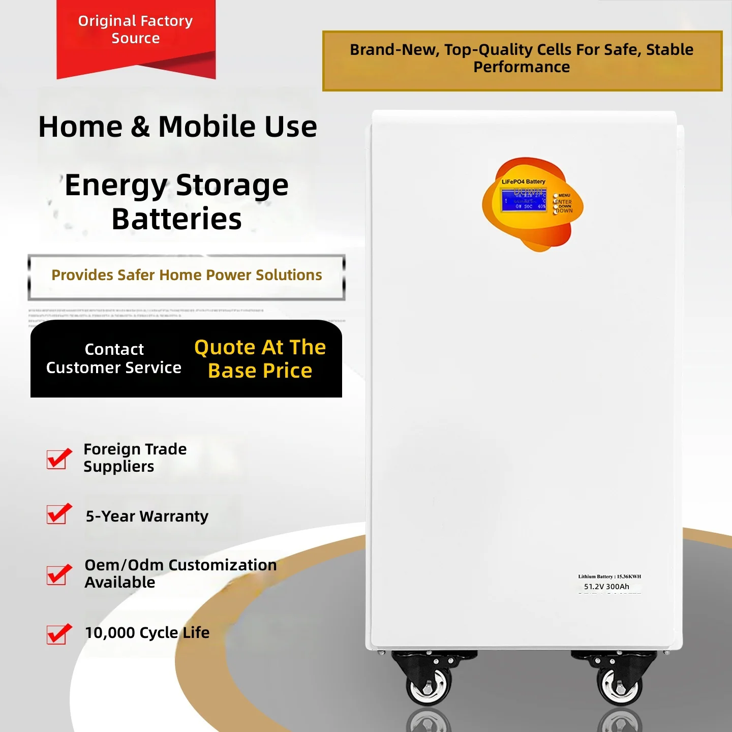 Home solar energy storage battery 15 degrees home off-grid photovoltaic energy storage system mobile energy storage lithium batt