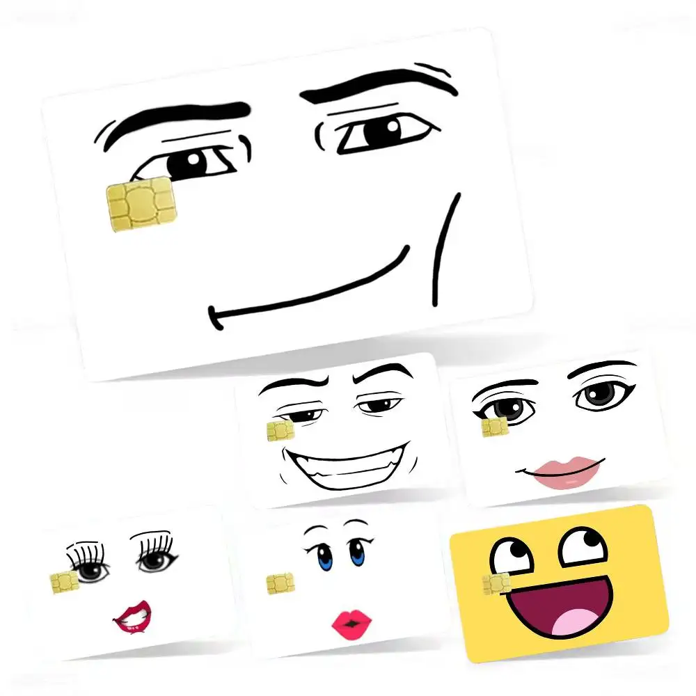 

Creative Funny Man Face 4pcs 1Set Card Stickers Small Waterproof Chip 4PCS Card Sticker Anti-Scratch