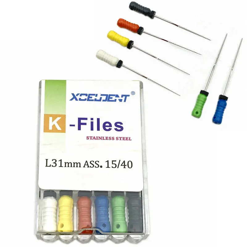 6pcs/set Dental Lab K Files 31mm Root Canal Endo Files Hand Files Stainless Steel K Files Dentist Material