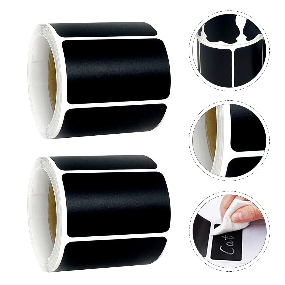 2 Rolls Glass Waterproof Mobile Sticker Stickers Black Blackboard Label 5*5cm Pvc Chalkboard Sticky Labels