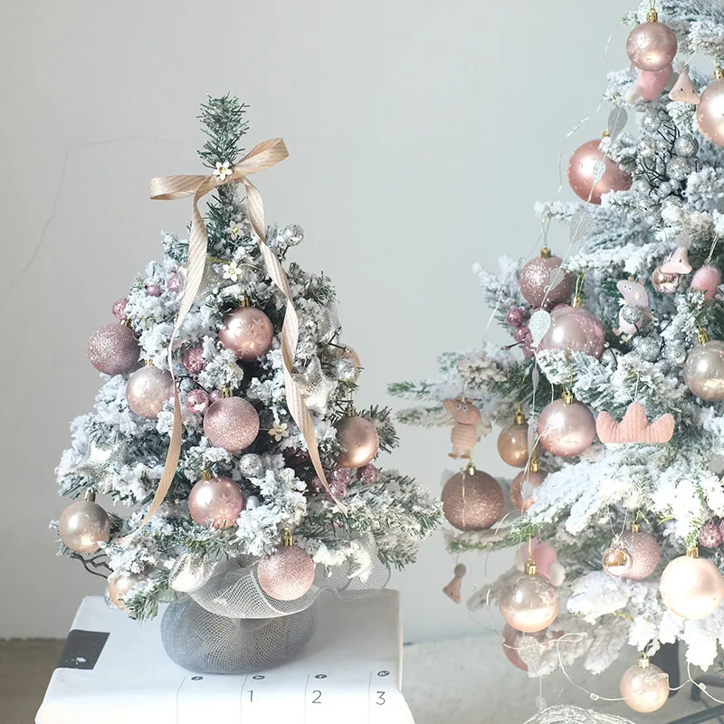 50CM Korean desktop pink blue white snowflake small Christmas tree DIY material kit