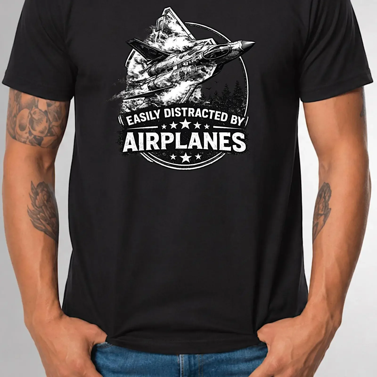 Easily Distracted by Airplanes T Shirt Colors Available vintage Washed Unisex Breathable Stretched Slightly designer clothes