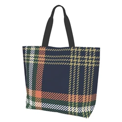 Tote Bag for Women Tartan Pattern Reusable Shopping Bags, Beach Bag