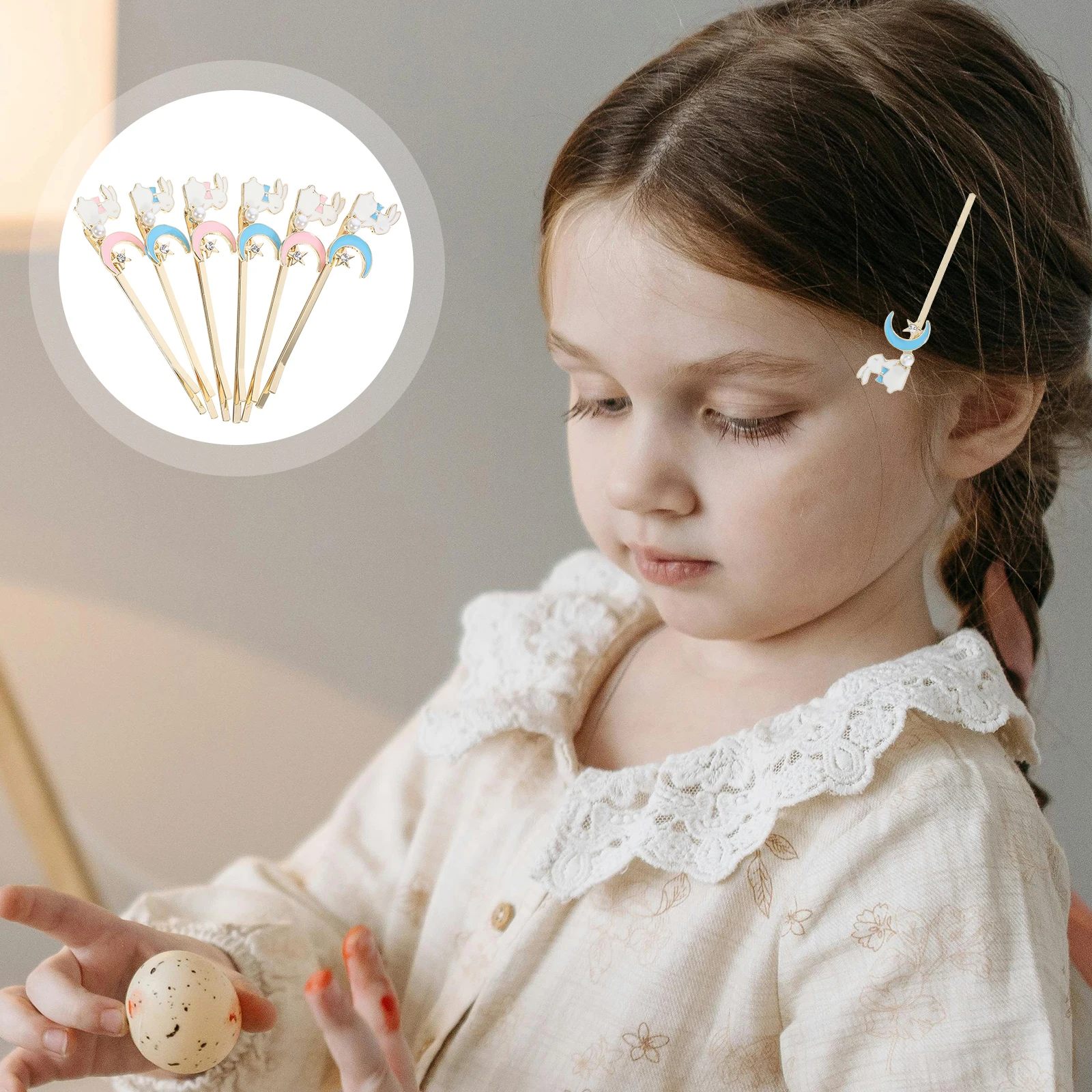 

6 Pcs Bunny Hairpin Girls Clips Barrettes for Chinese Zodiac Rabbit Hairpins Alloy