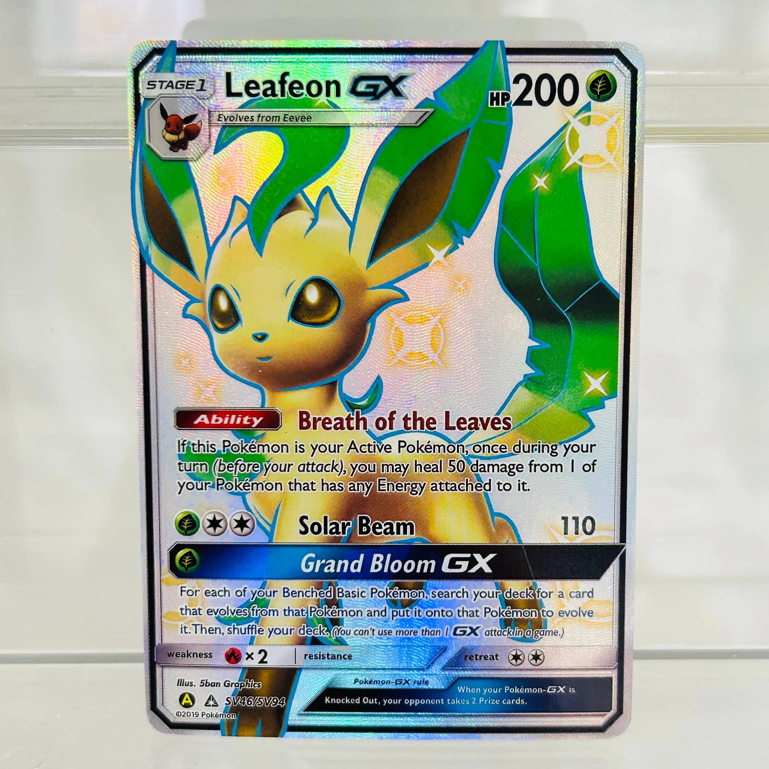 Pokemon Leafeon GX SV46/SV94 English Card with Holographic Texture