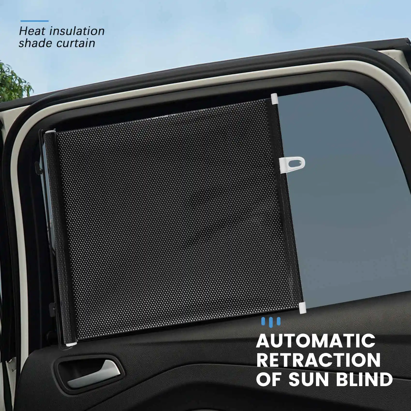 

WSFS! Sunshade Roller Blackout Suction Cup Blinds Curtains for Living Kitchen Office Car Window Free-Perforated Curtain A