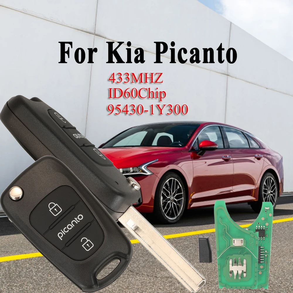 Jingyuqin New product 3Buttons 433MHZ ID60Chip fccid：95430-1Y300 Foldable remote control car key For Kia picanto 2011-2017