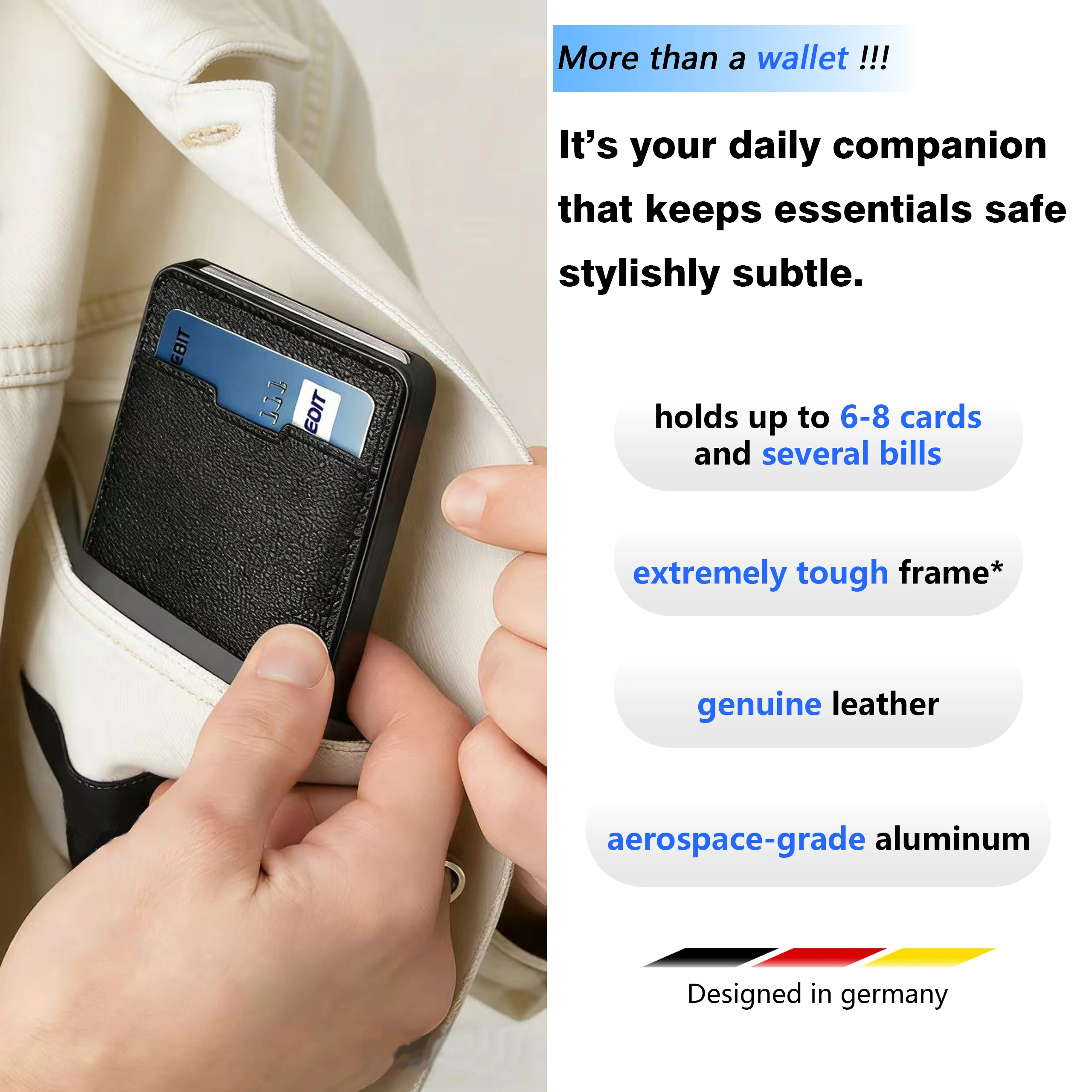 Wallet for Men Rotary and Automatic Push Out Credit Card Holder RFID Wallet Anti-Theft Business Card Holder PU Money Clip
