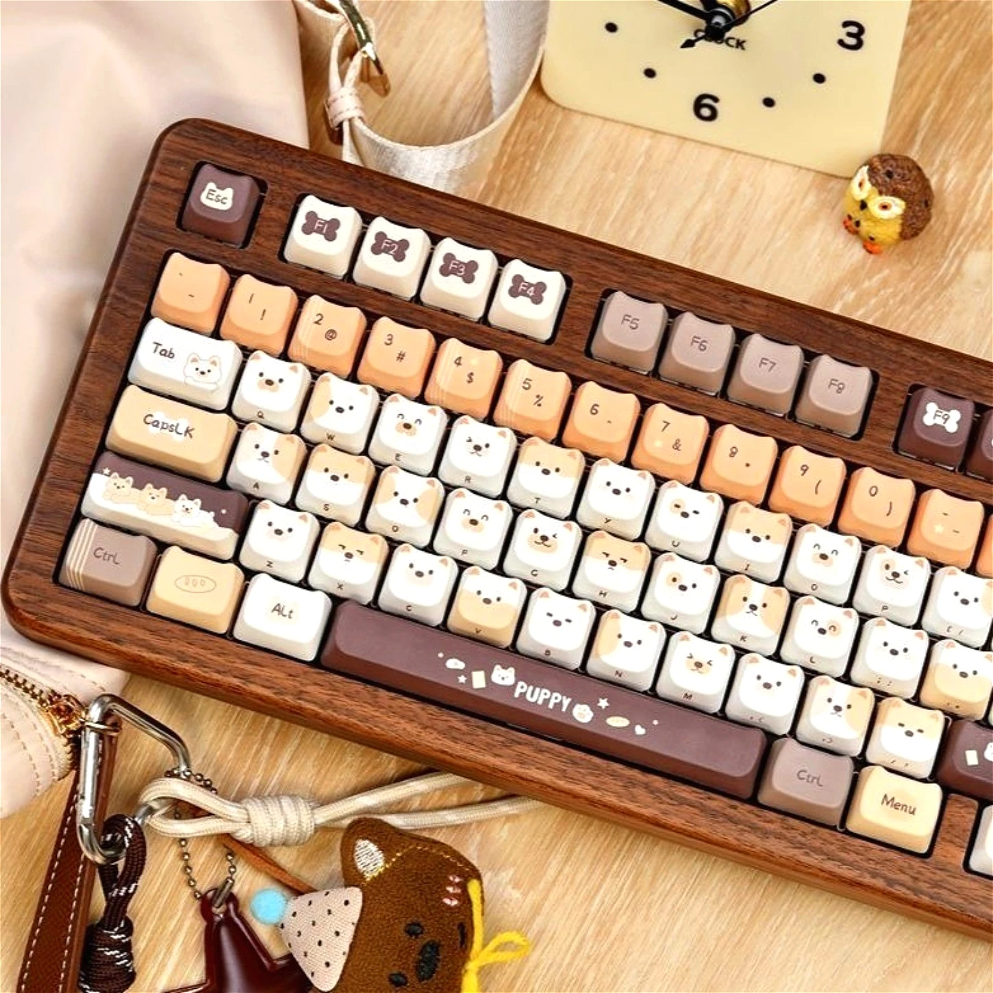 Cute Woof Team MAO KEYCAP SET PBT 134 Key Kitten Key Cap HI75 HI8 HI8 68 F99 104 64 Mechanical Keyboard