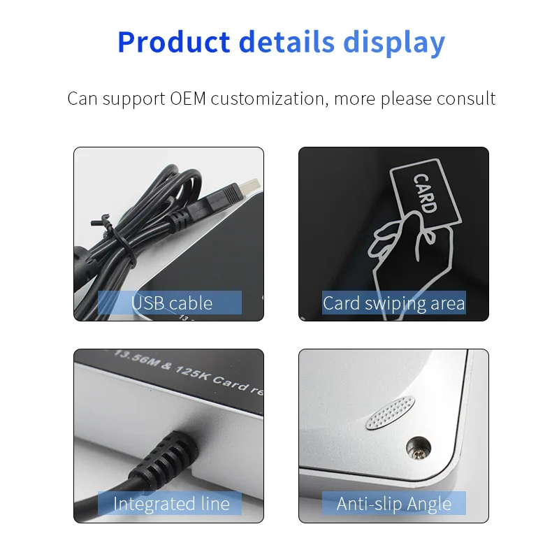 Dual Frequency 125khz 13.56mhz Contactless Smart NFC Card Desktop Reader Plug and Play  Rfid USB Card Reader