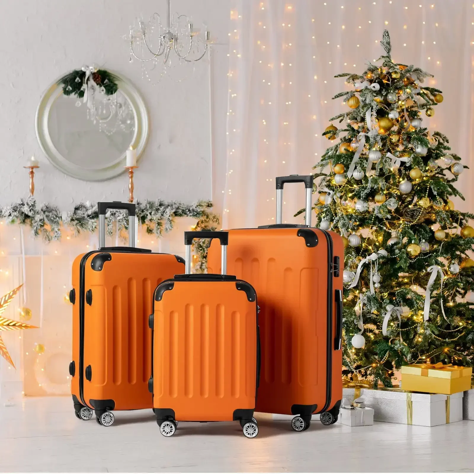 

Hardside Lightweight Spinner Orange 3 Piece Luggage Set with TSA Lock
