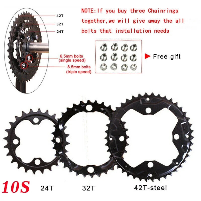 BUCKLOS 104/64 Bicycle Crankset 2*10 3*10 3*9 Speed Mountain Bike Crankset 104BCD 64BCD 22/26/32/38/42/44T Chainring MTB Part