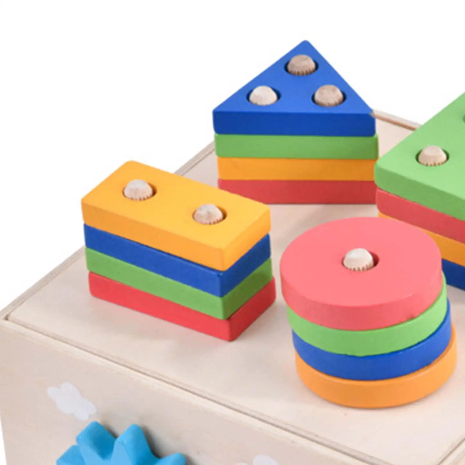 Montessori Shape Blocks Interactive Educational Wooden Activity Busy Cube for Game Imagination Coordination Creativity Birthday