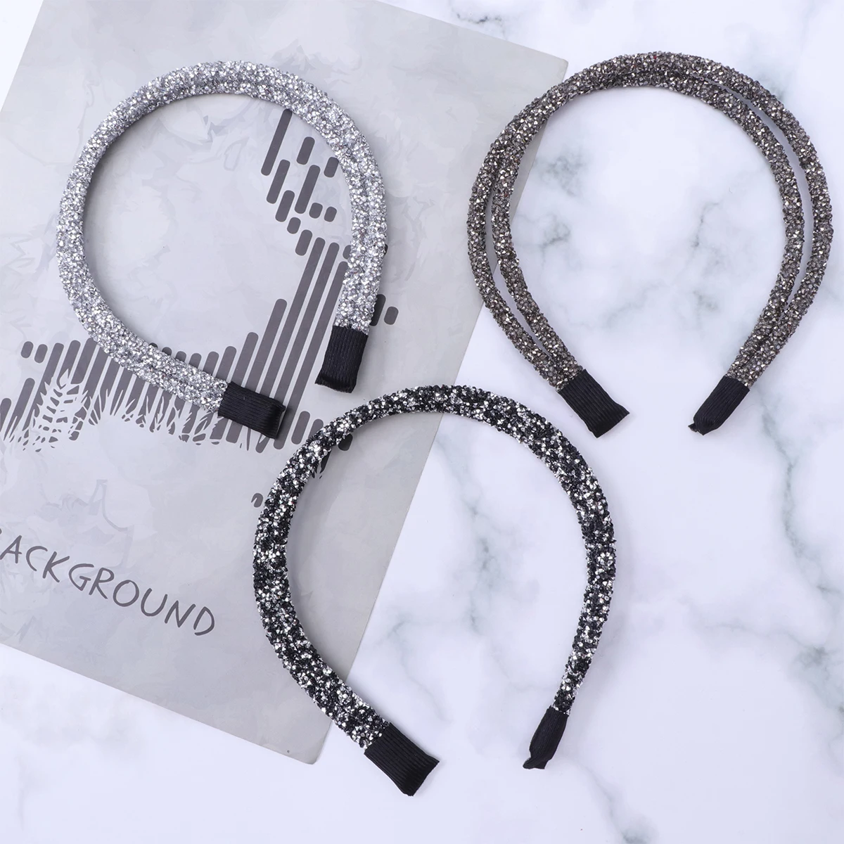 

3Pcs Beautiful Double Row Rhinestone Hair Accessories Charming Retro Hairbands for Women Girls